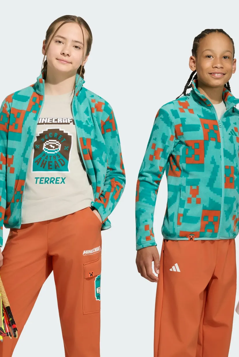 Детская бирюзовая спортивная кофта с узором Adidas Minecraft Terrex CLIMAWARM Full-zip Fleece 2