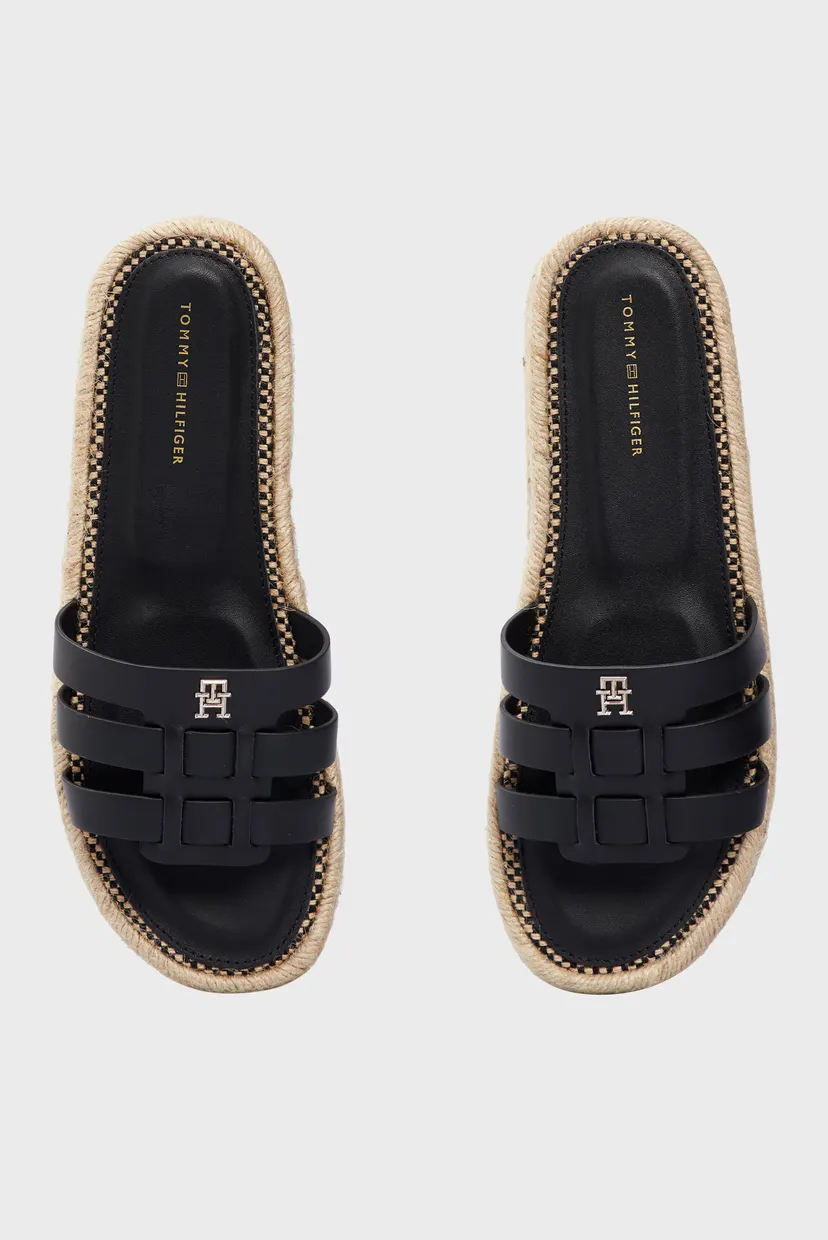 Женские черные кожаные слайдеры AUTHENTIC FLAT LTHR ESPADRILLE 4