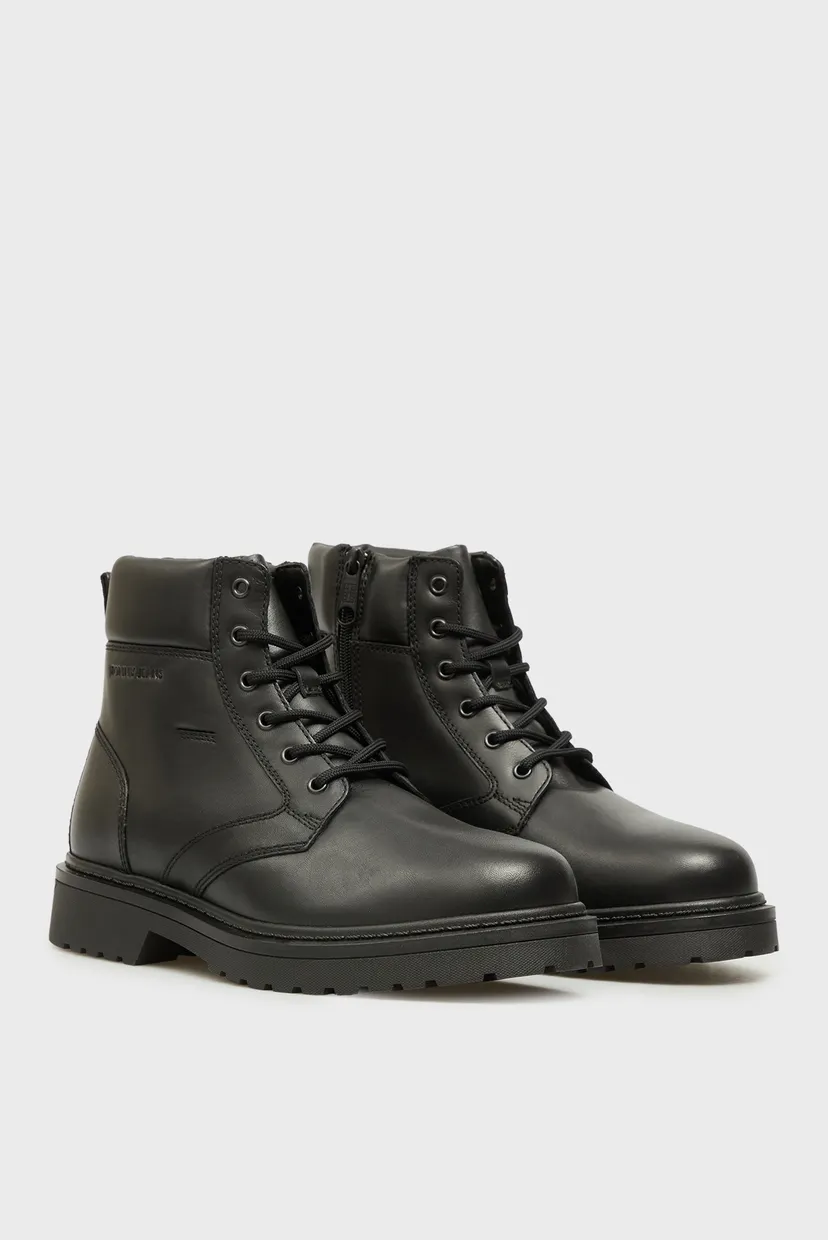 Мужские черные кожаные ботинки LACE UP 3