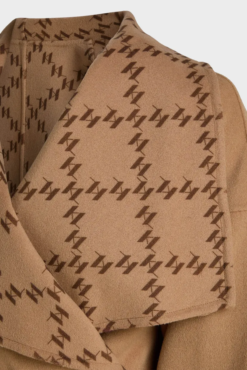 Жіноче бежеве вовняне двостороннє пальто REVERSIBLE PRINTED SOFT 5