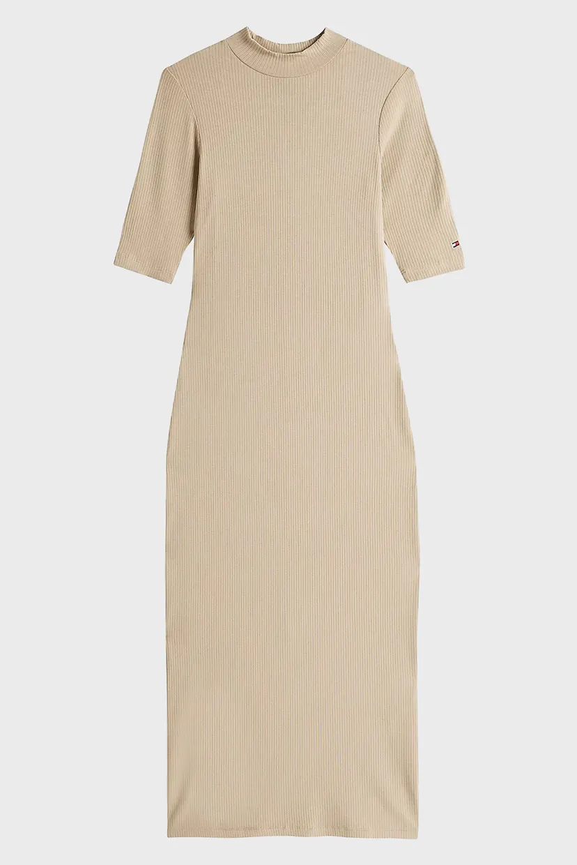 Жіноча бежева сукня SLIM 5X2 RIB MIDI DRESS 1/2 5