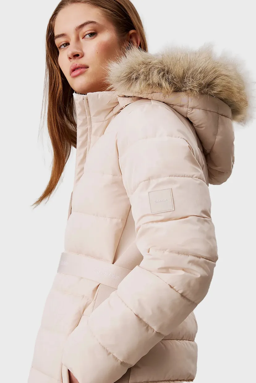 Жіноча бежева куртка MW PADDED SCUBA BELTED COAT 4