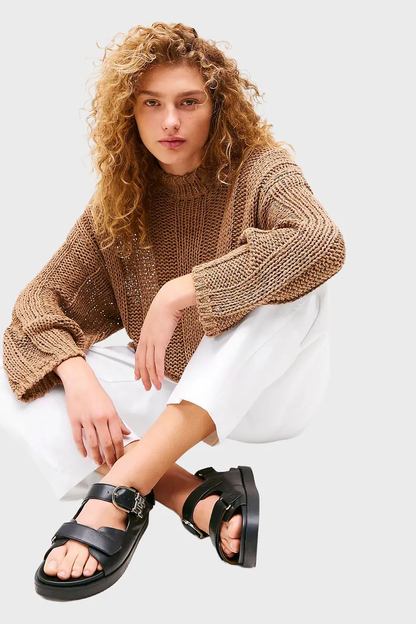Женские черные кожаные сандалии LEATHER SPORTY SANDAL 6