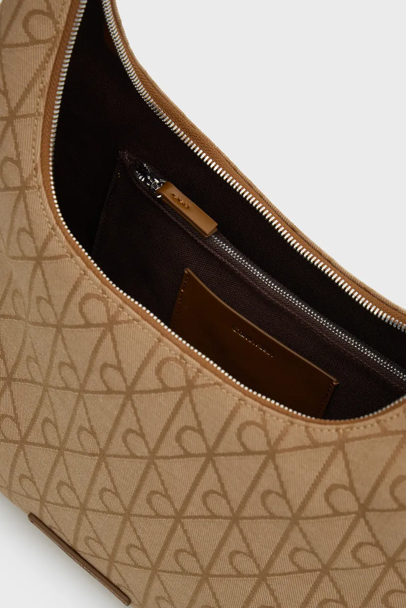 Жіноча бежева сумка з візерунком EMBLEM JACQUARD SHOULDER 5