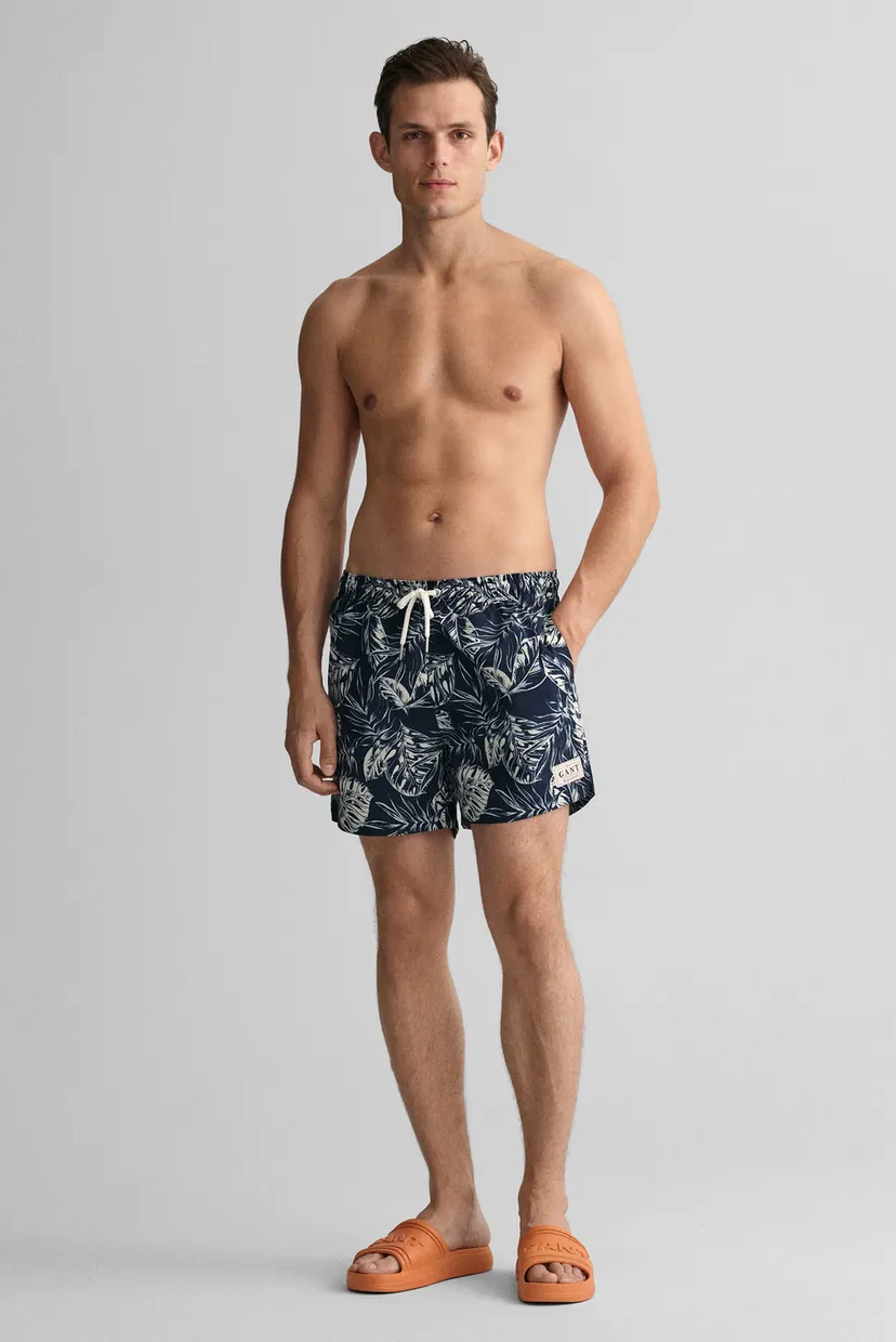 Чоловічі темно-сині плавальні шорти з візерунком CF TROPICAL LEAVES PRINT SW 3