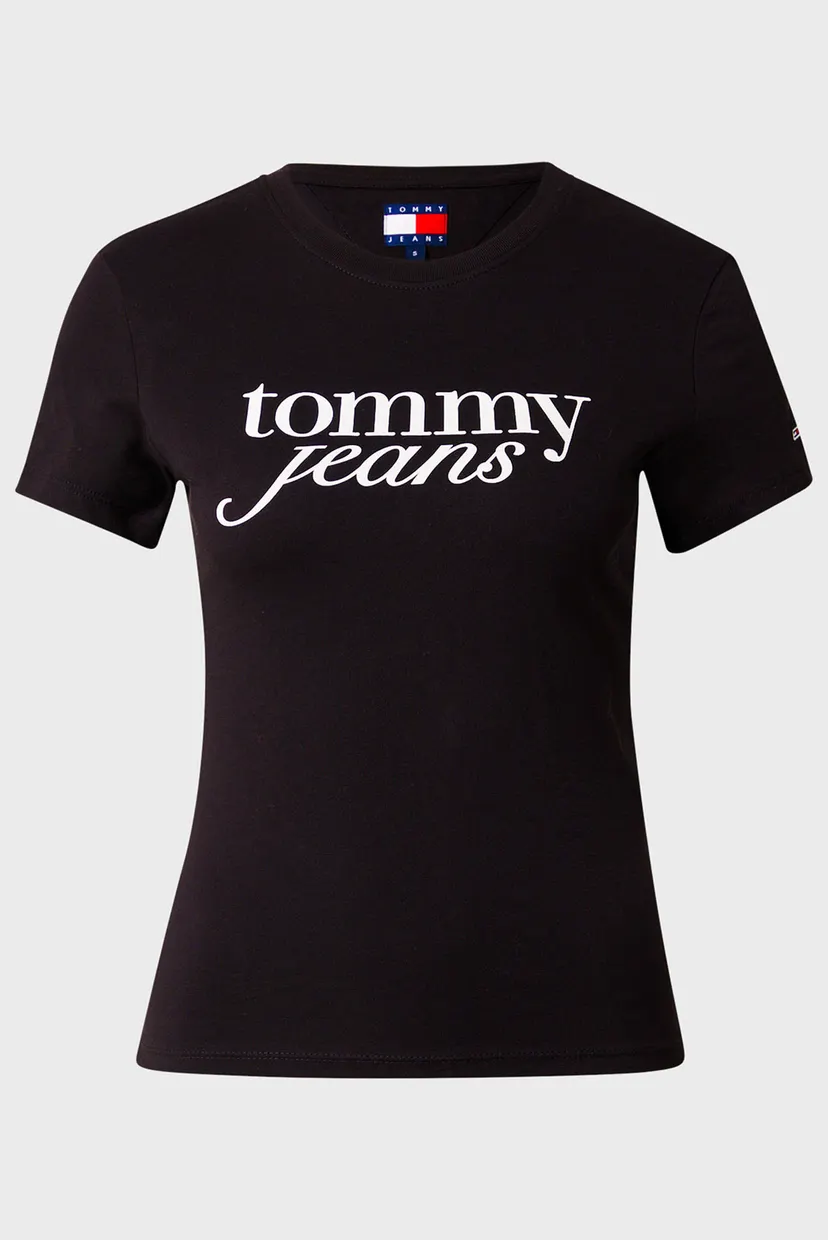 Жіноча чорна футболка TJW SLIM ESSENTIAL LOGO TEE EXT 6