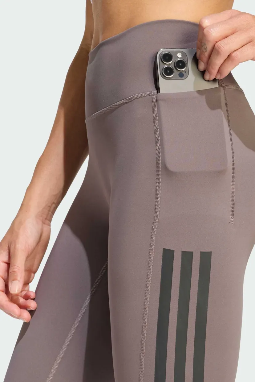 Жіночі коричневі тайтси Optime Workout 3-Stripes 7/8 Leggings 4