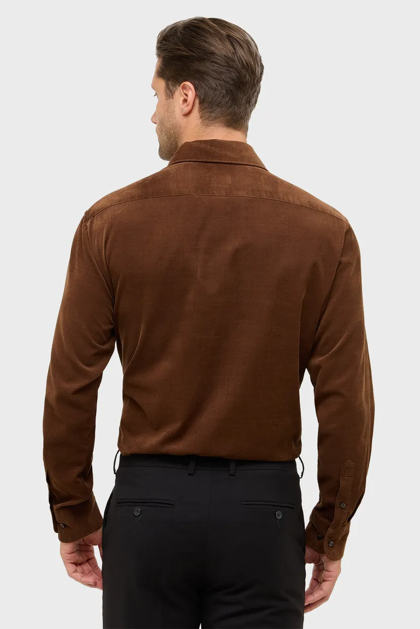 Мужская коричневая вельветовая рубашка MODERN FIT 3