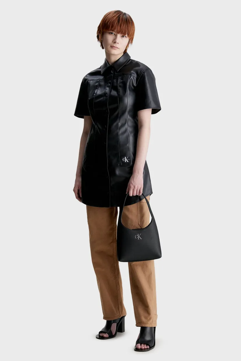 Жіноча чорна сумка MINIMAL MONOGRAM SHOULDER BAG 7