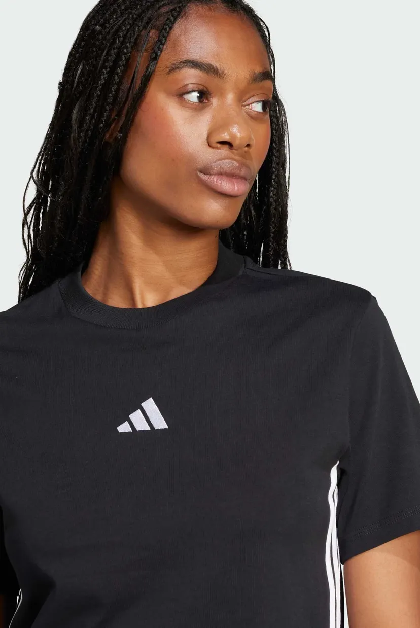 Жіноча чорна футболка Essentials 3-Stripes Cotton 4