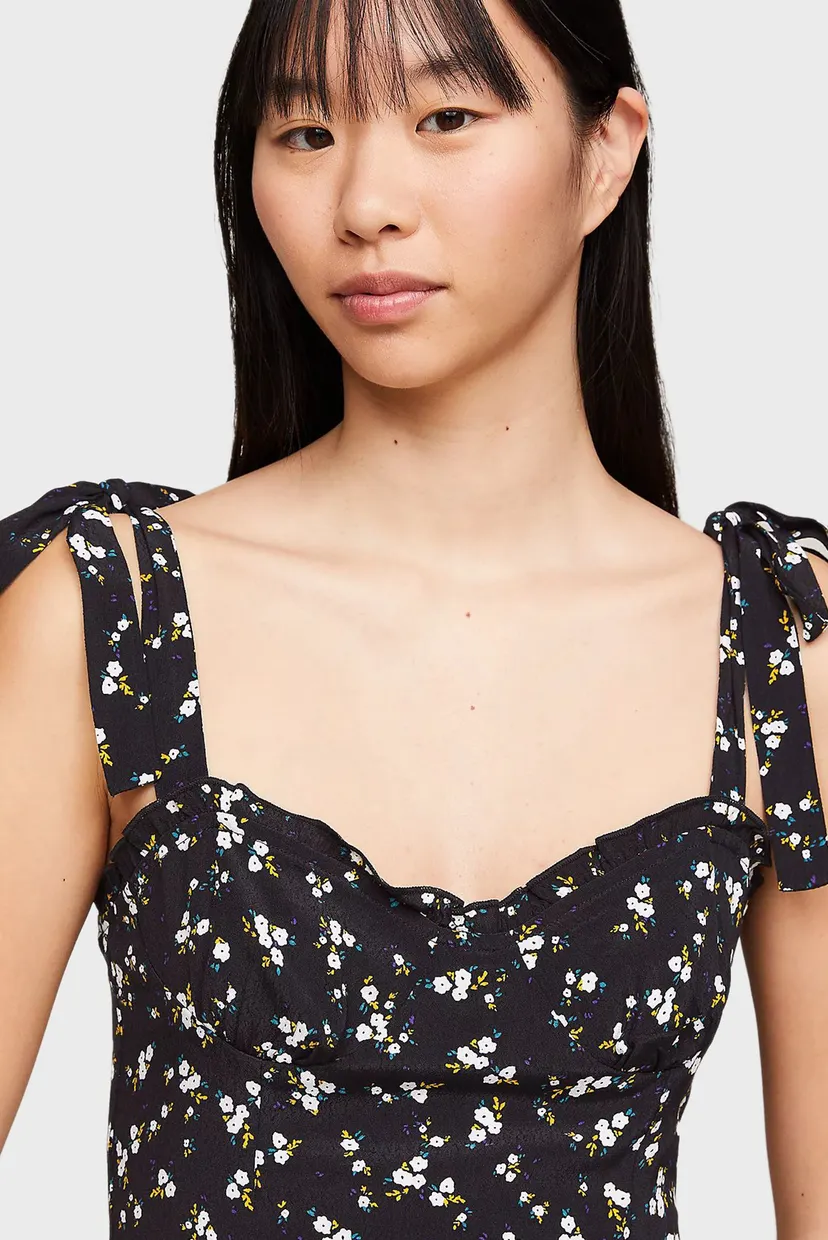 Женский черный сарафан с узором TJW MIDI FLORAL RUFFLE 3