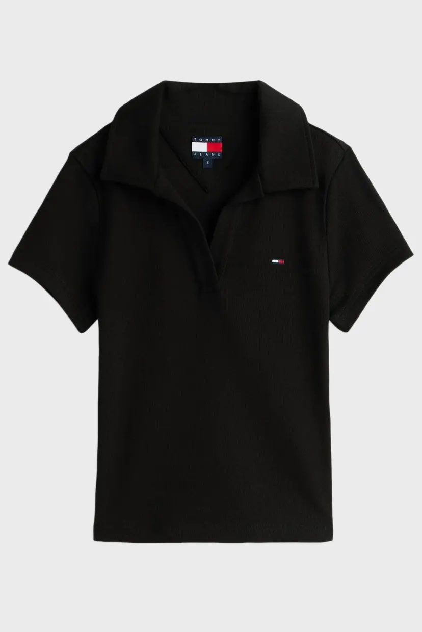 Жіноче чорне поло SLIM RIB 5