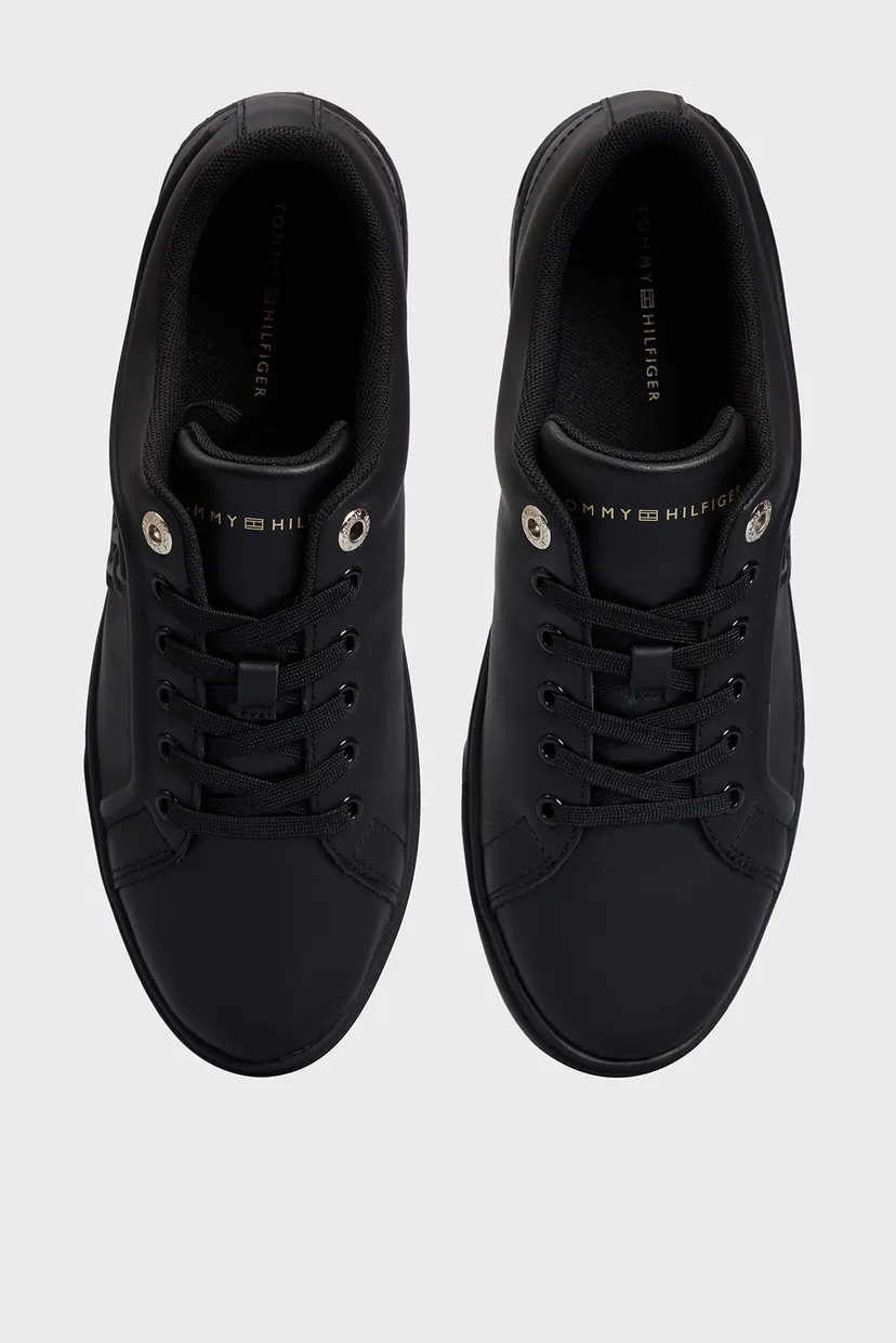 Женские черные кожаные сникерcы CASUAL LEATHER CUPSOLE 4