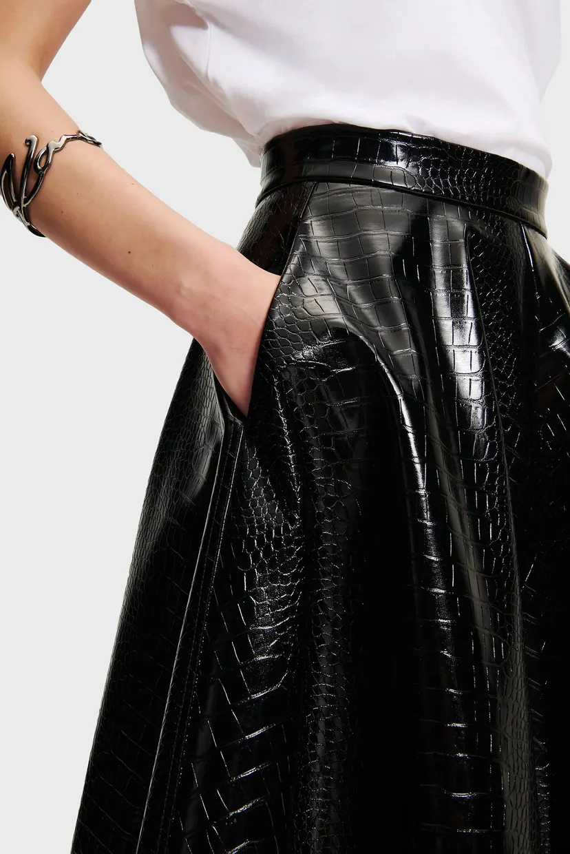 Жіноча чорна спідниця FAUX LEATHER 4