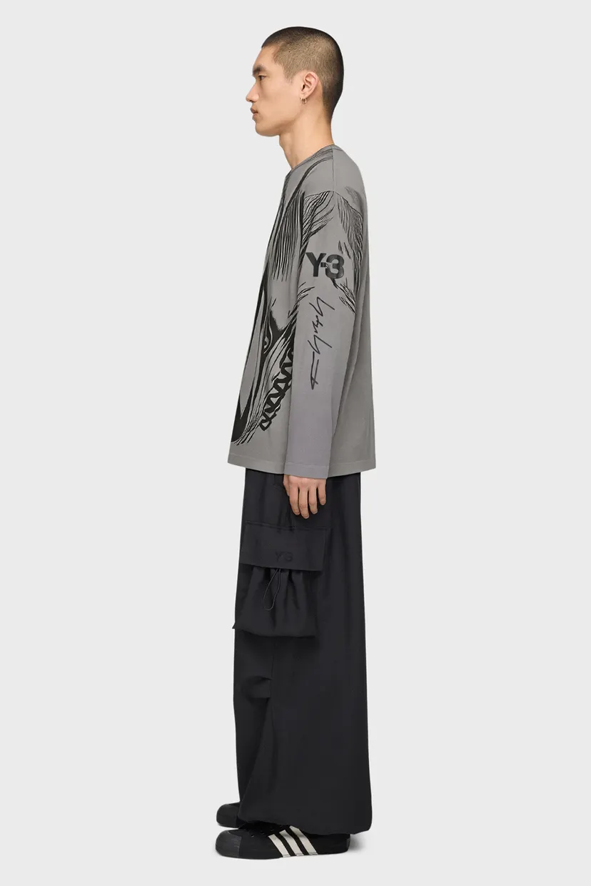 Серый лонгслив с узором Y-3 MERCEDES WOLF GRAPHIC (унисекс) 4