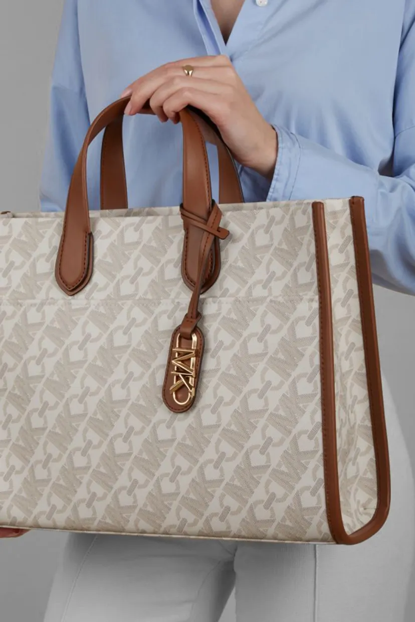 Женская бежевая сумка с узором GIGI LG GRAB TOTE Michael Kors