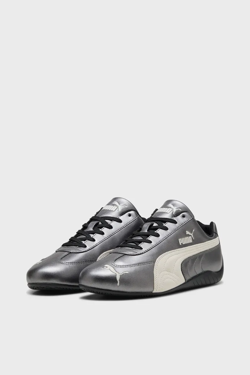 Серебристые кожаные кроссовки Speedcat Metallic Sneakers Unisex 3