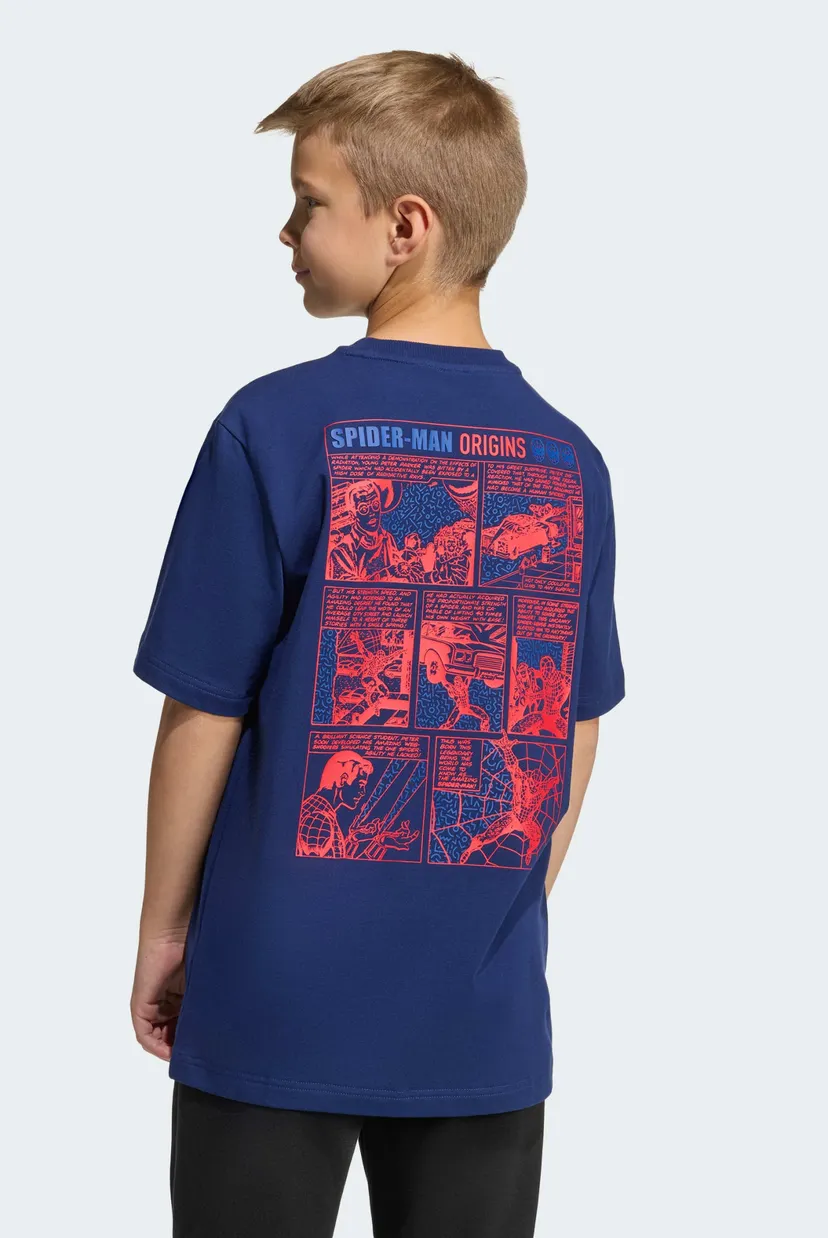Детская синяя футболка  ADIDAS MARVEL SPIDER-MAN GRAPHICS 3
