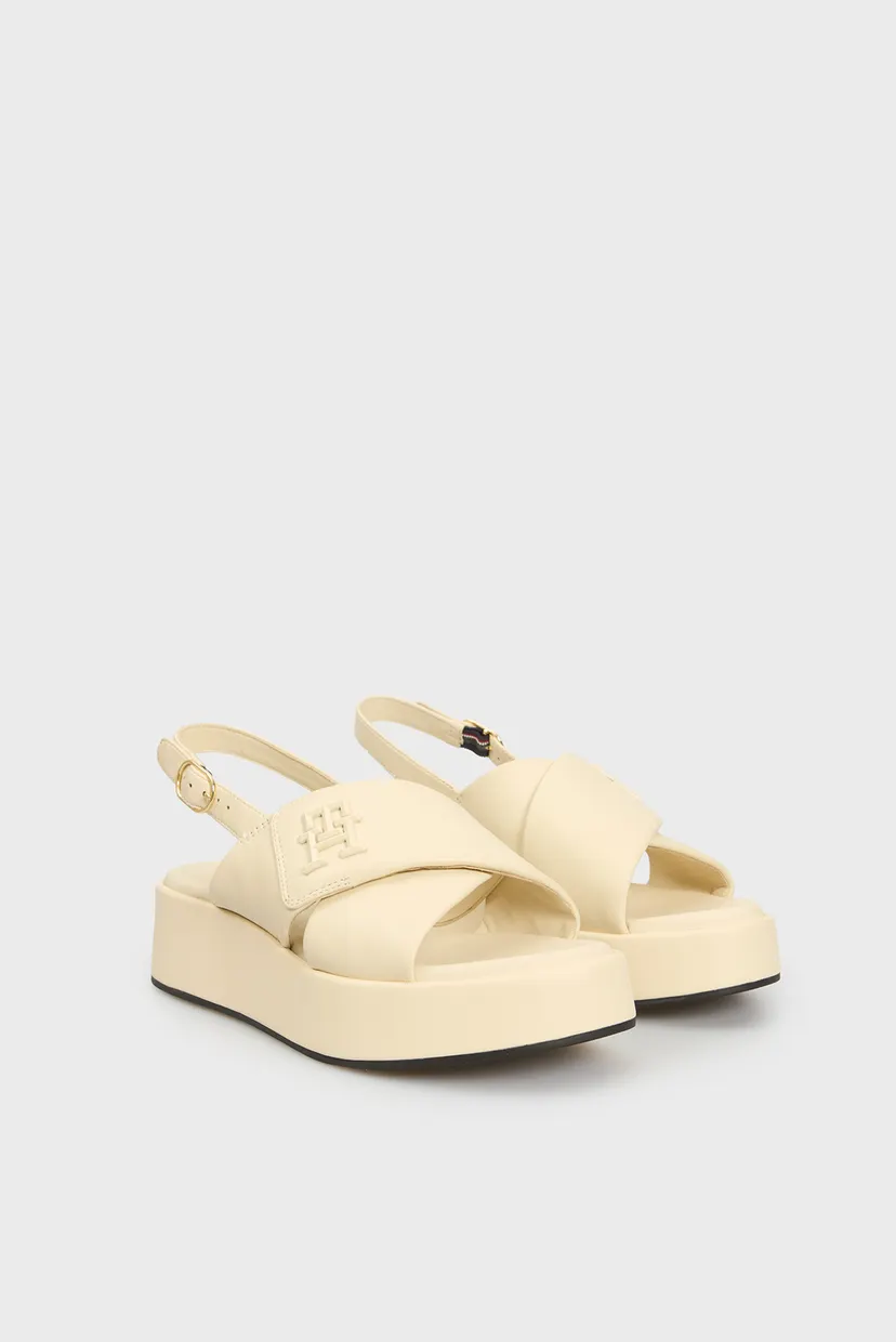 Жіночі білі шкіряні сандалі TH LOGO HW PADDED LEATHER SANDAL 3