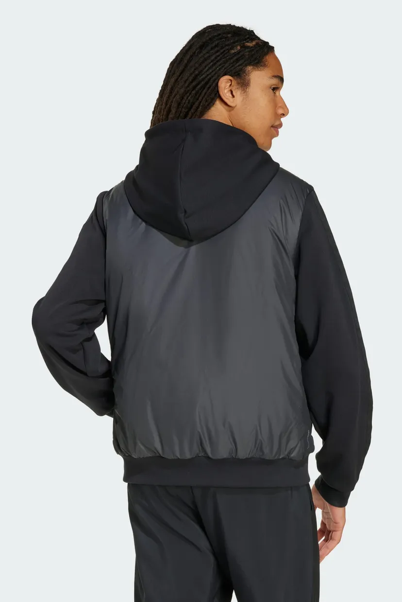 Чоловіча чорна куртка Essentials CLIMAWARM 3-Stripes Insulated Hooded Hybrid 3