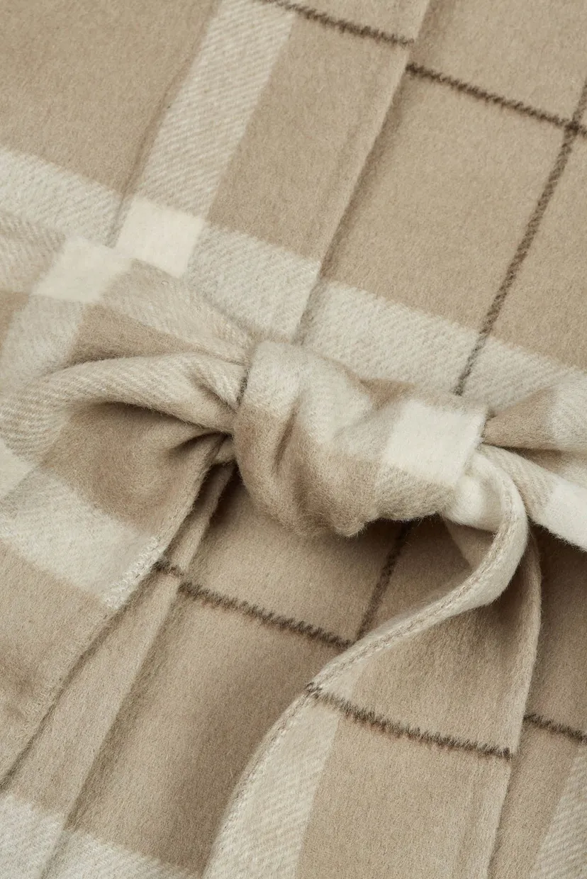 Женское бежевое шерстяное пальто в клетку CHECKED HANDSTITCHED 4