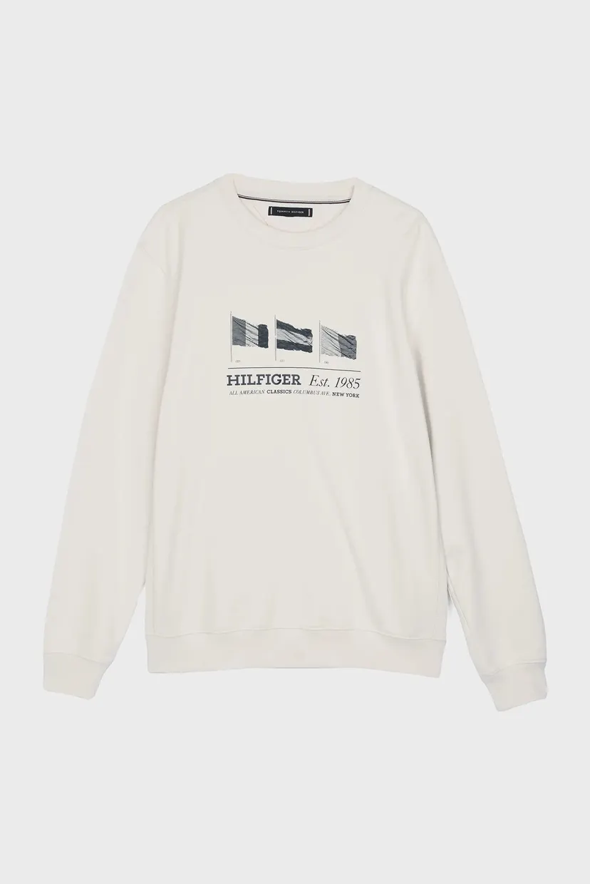 Мужской белый свитшот HILFIGER FLAGS CREWNECK 6
