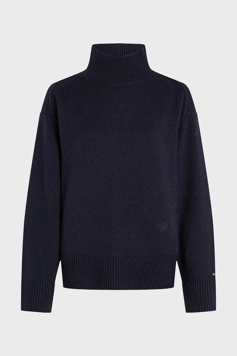 Женский темно-синий свитер WOOL BLEND MOCK-NK 5