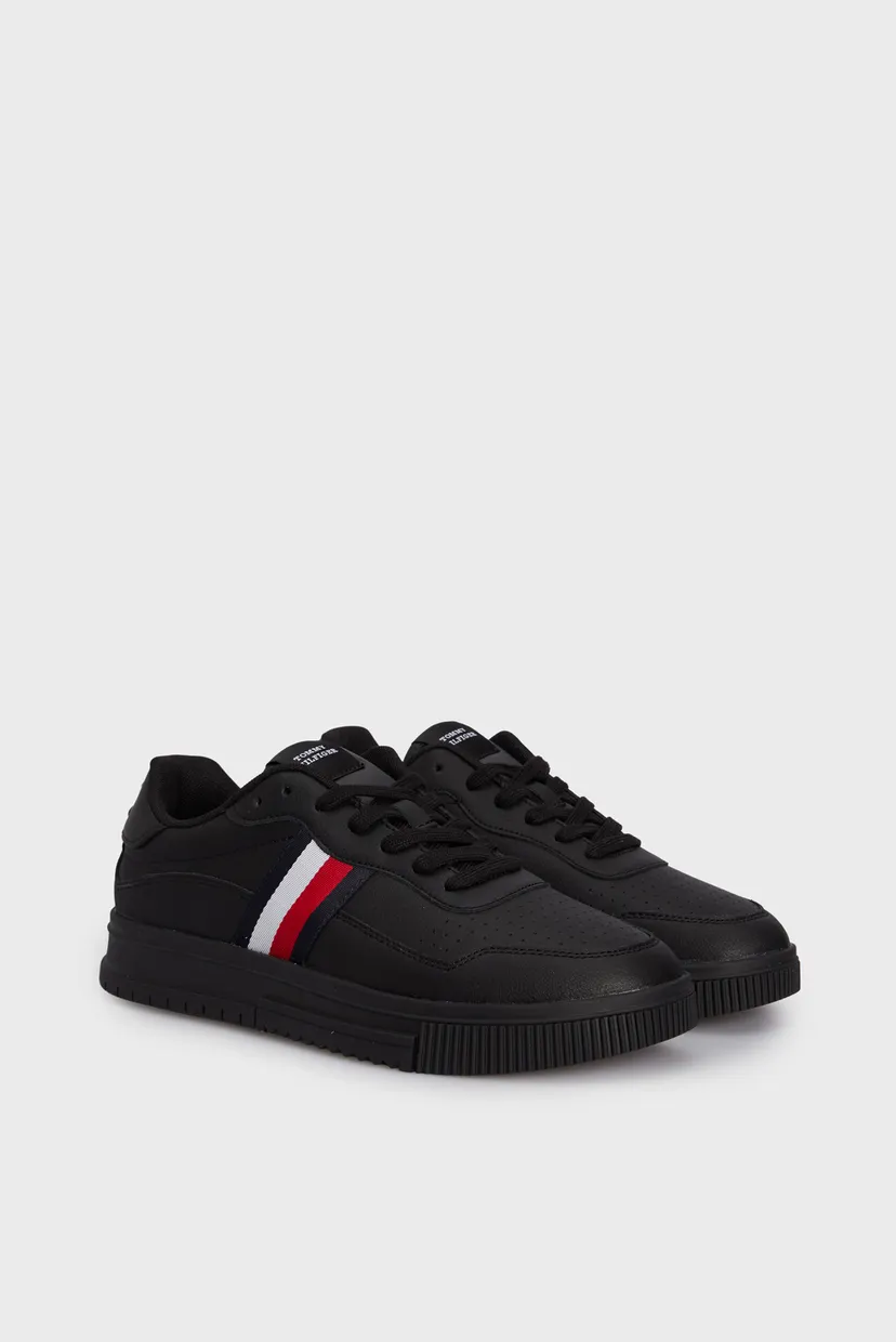 Мужские черные кожаные сникерсы SUPERCUP LEATHER STRIPES 3