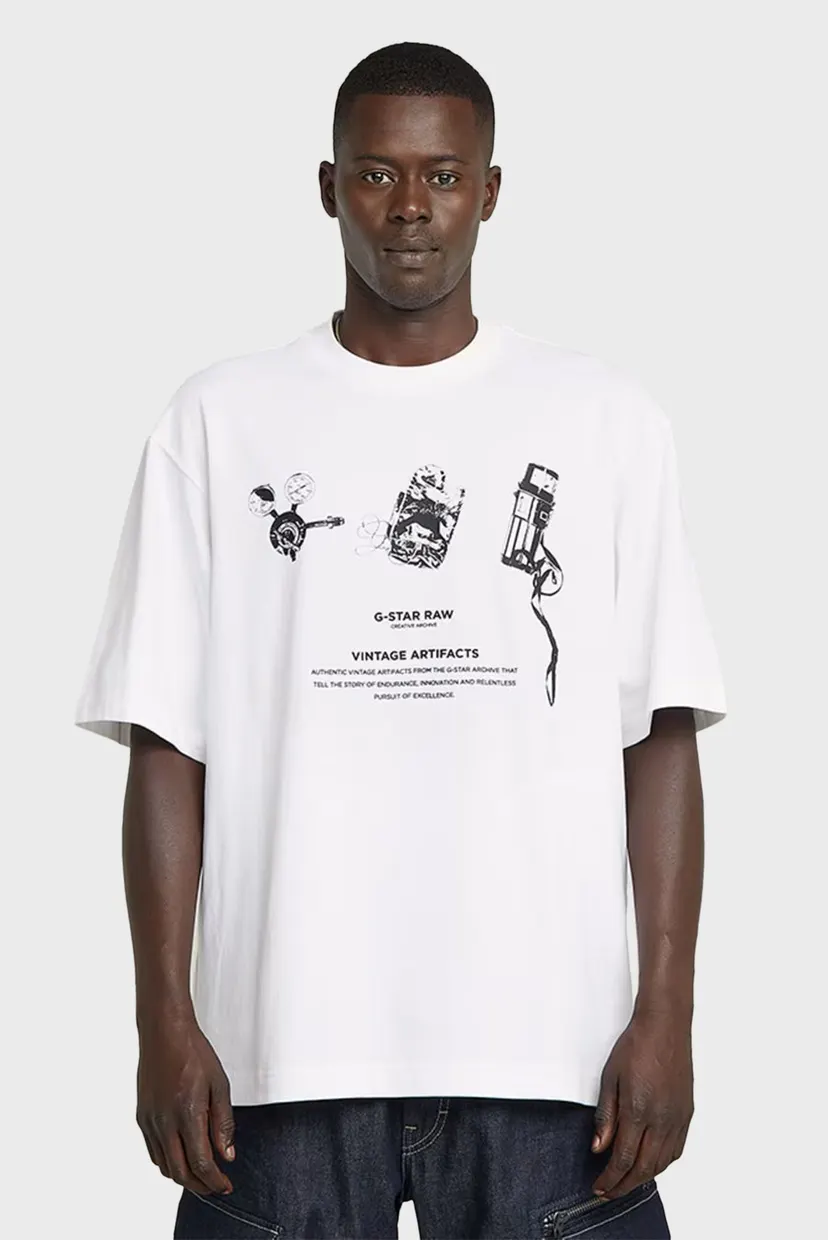 Мужская белая футболка Archive boxy r t G-Star RAW D25978,C336