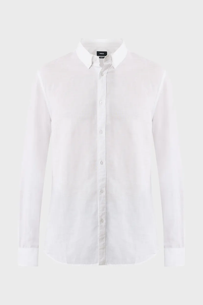 Мужская белая льняная рубашка CALEB Basic linen shirt 5