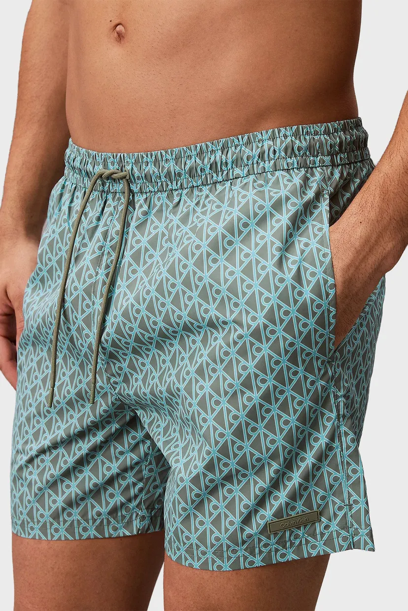 Чоловічі бірюзові плавальні шорти з візерунком MEDIUM DRAWSTRING 5