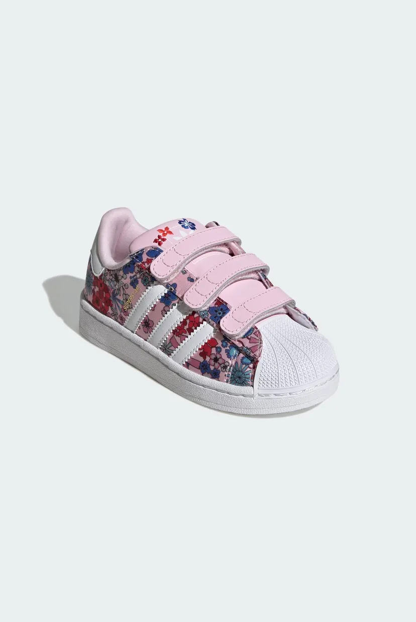 Детские розовые сникерсы с узором ADIDAS LIBERTY LONDON SUPERSTAR II COMFORT CLOSURE 4