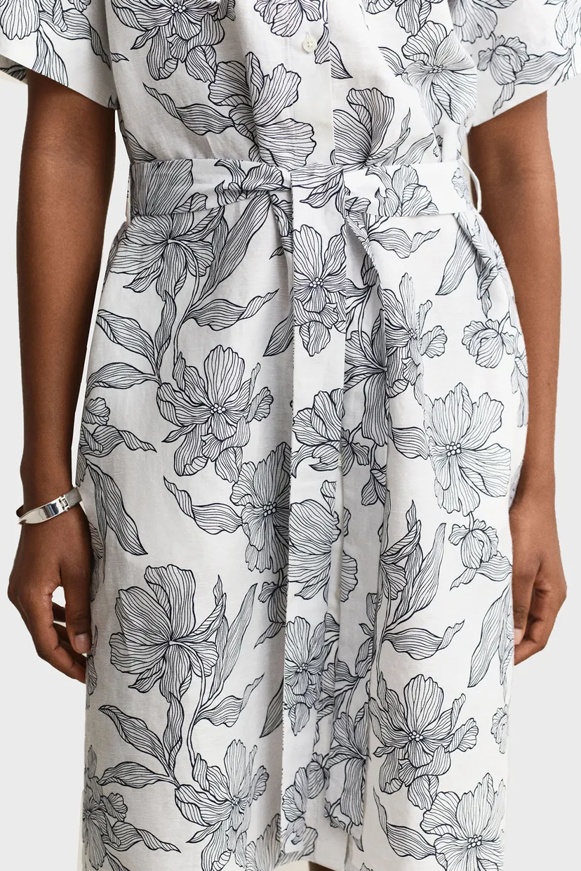 Жіноча біла лляна сукня з візерунком FLORAL 5