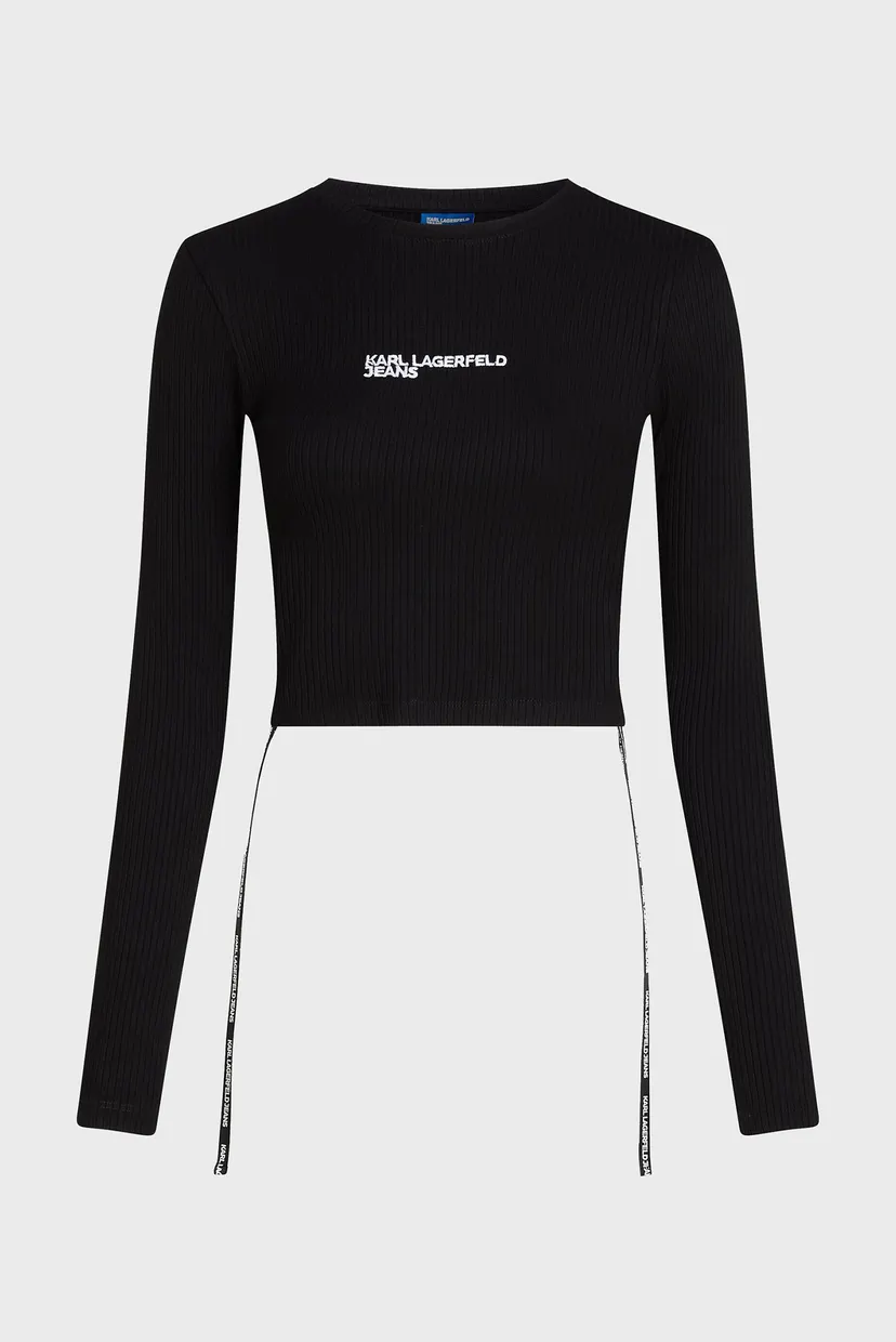 Жіночий чорний лонгслів LS RIBBED 5