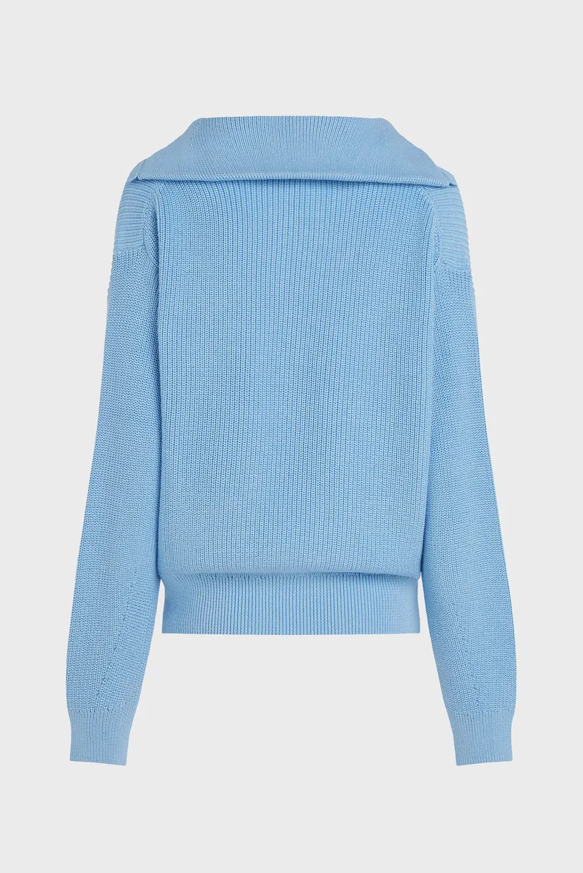 Женский голубой пуловер CO CARDI STITCH OPEN POLO SWT LS 6