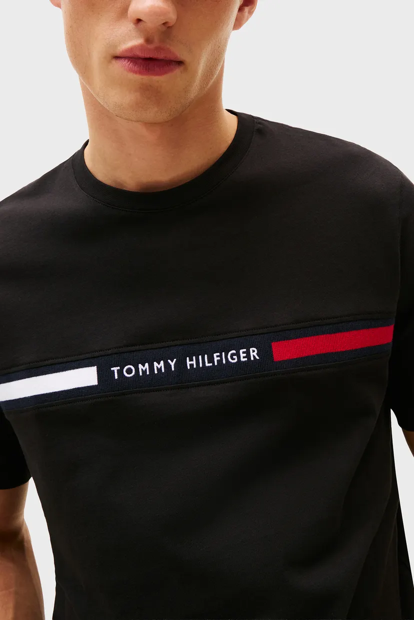 Мужская черная футболка HILFIGER CHEST INSERT 4