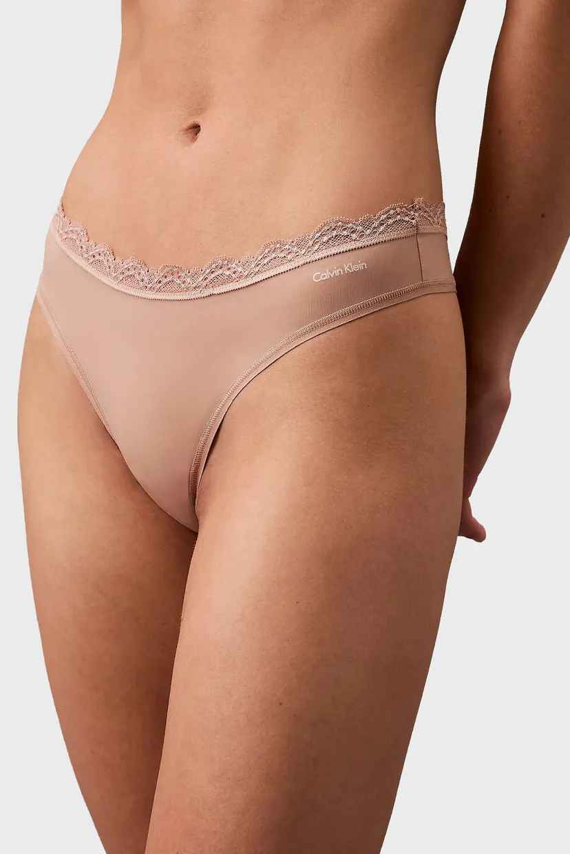 Женские бежевые трусики THONG 5