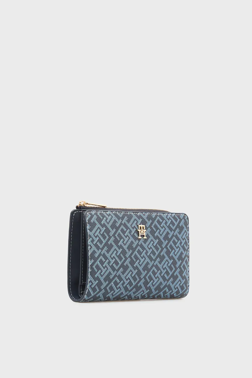 Женский синий кошелек с узором CON BIFOLD 3