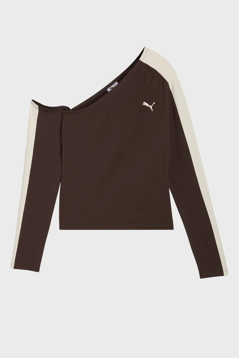Женский коричневый лонгслив T7 Asymmetric Top Women 4