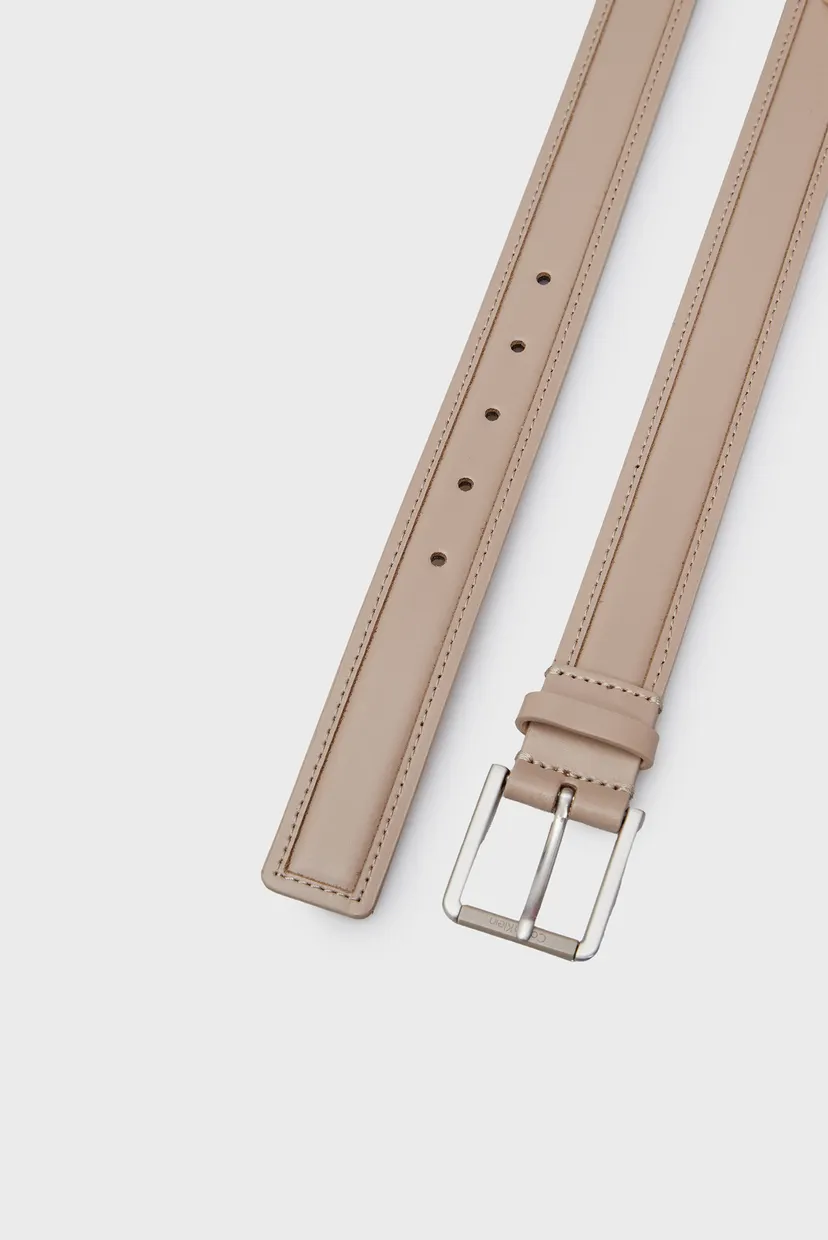 Женский бежевый кожаный ремень CK MUST SQUARE BOMBAI BELT 30MM 3