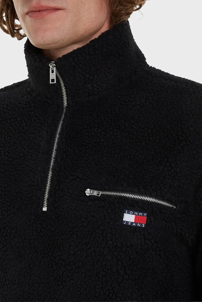 Мужская черная спортивная кофта TJM RLX TEDDY BADGE 1/4 ZIP EXT 3
