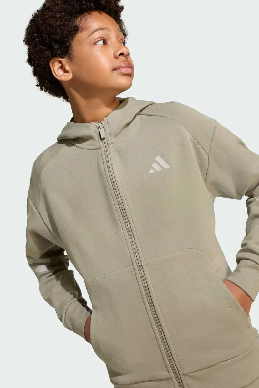 Детское оливковое худи Future Icons 3-Stripes Full-Zip Hooded Kids 5
