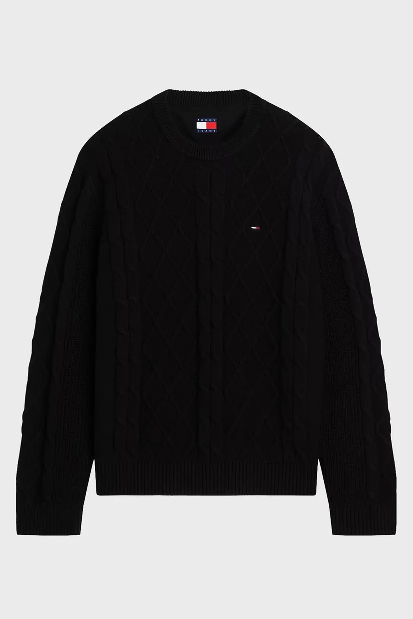 Мужской черный свитер REG CABLE KNIT SWEATER 5