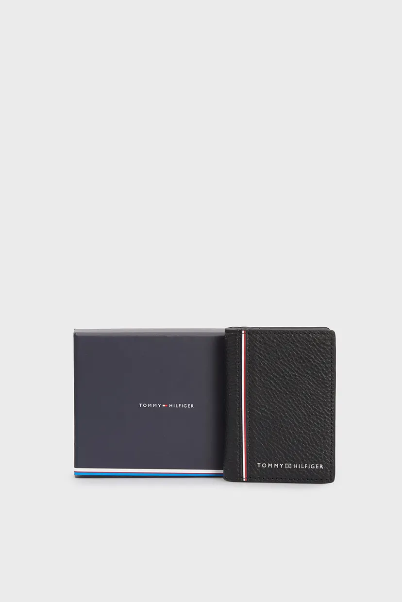 Мужской черный кожаный кошелек TH CORP BIFOLD 5