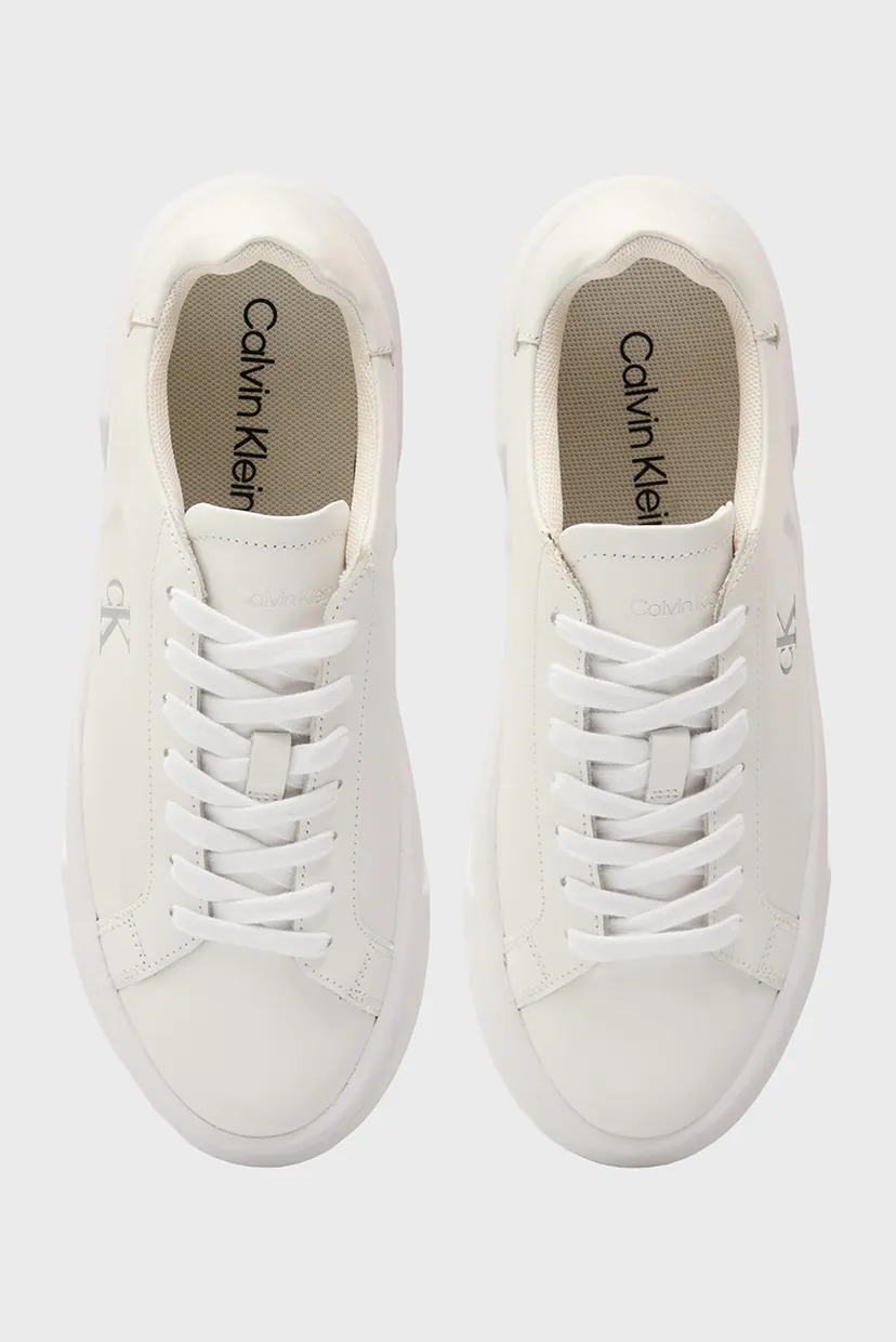 Жіночі білі шкіряні снікерси FLATFORM LACE UP 4
