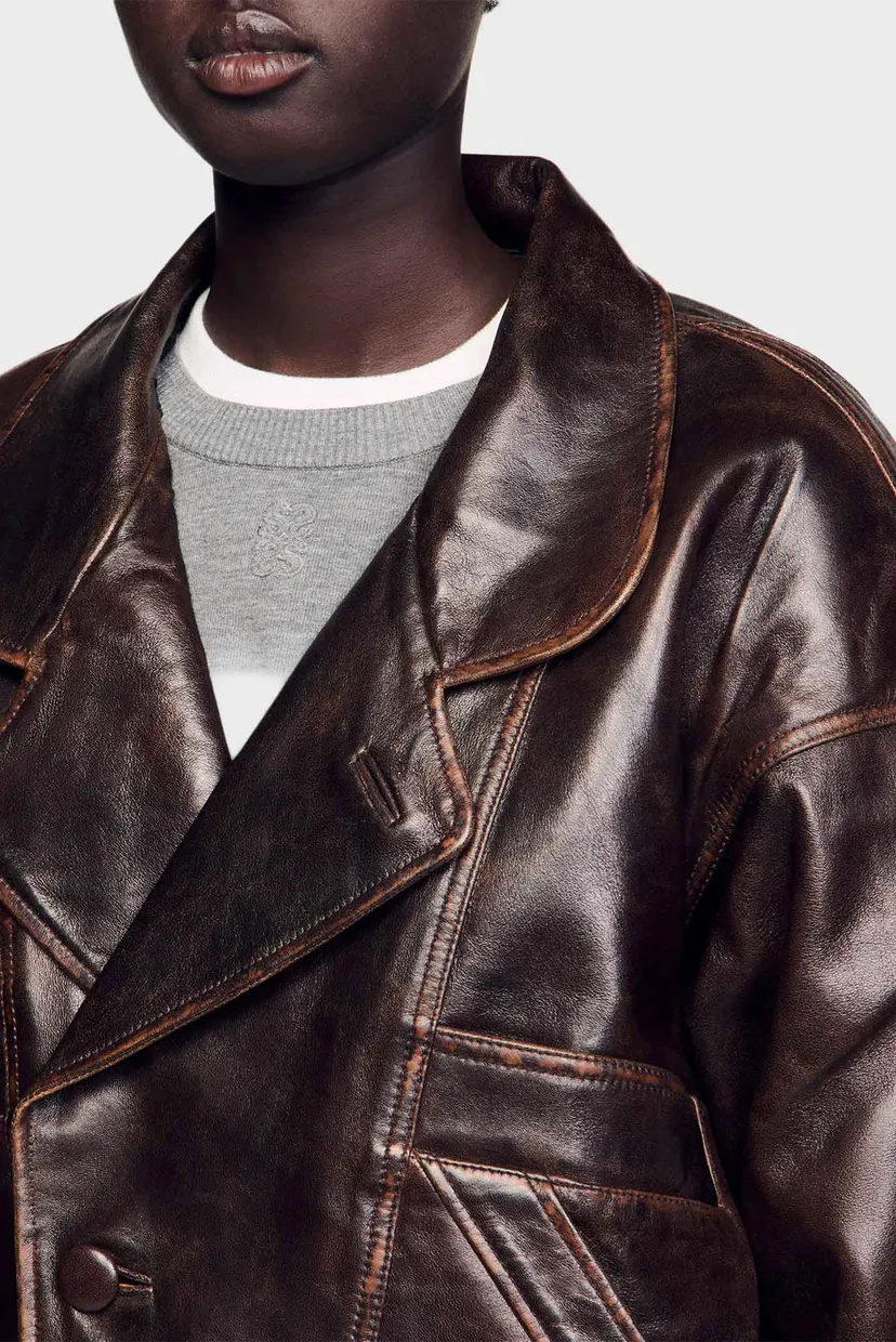 maro Max Mara Weekend - Коричневые кожаные брюки FIORITO купить в Symbol