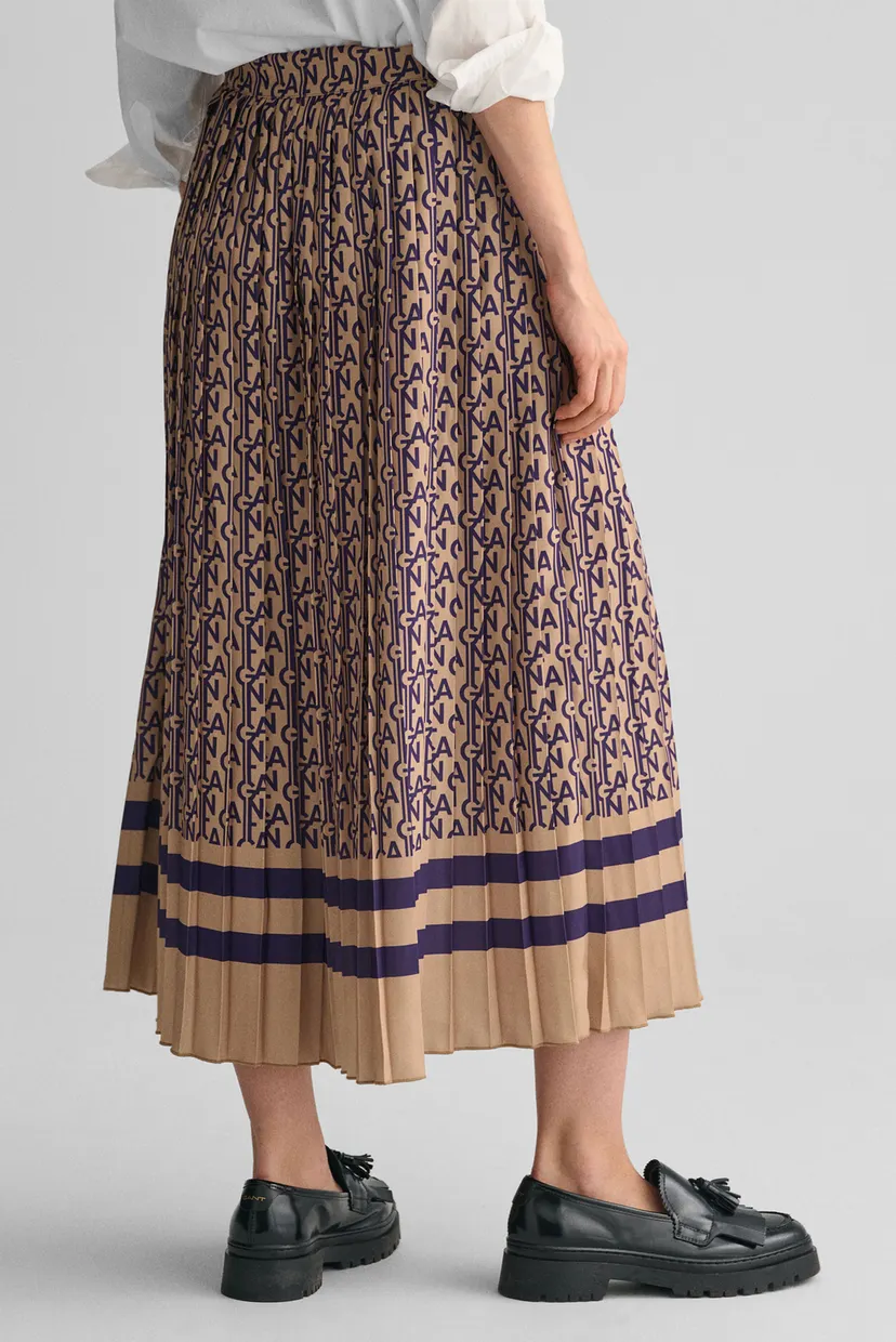 Жіноча бежева плісирована спідниця з візерунком MONOGRAM PRINT PLEATED SKIRT 3
