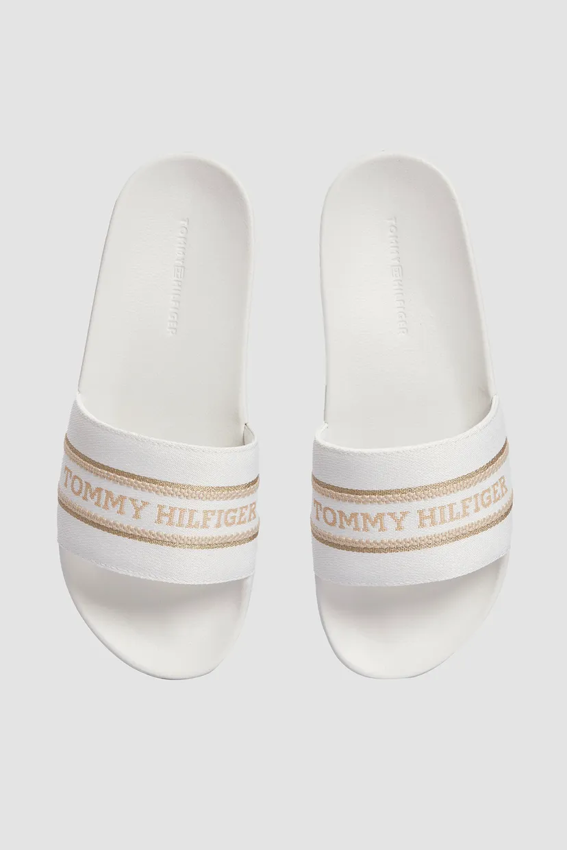 Женские белые слайдеры HILFIGER POOLSLIDE WITH WEBBING 4