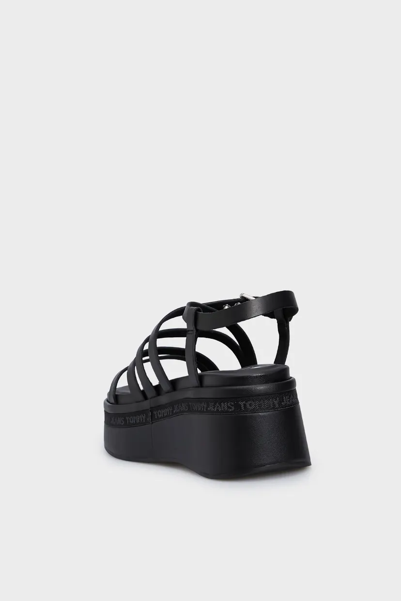 Жіночі чорні шкіряні босоніжки TJW STRAPPY WEDGE SANDAL 5