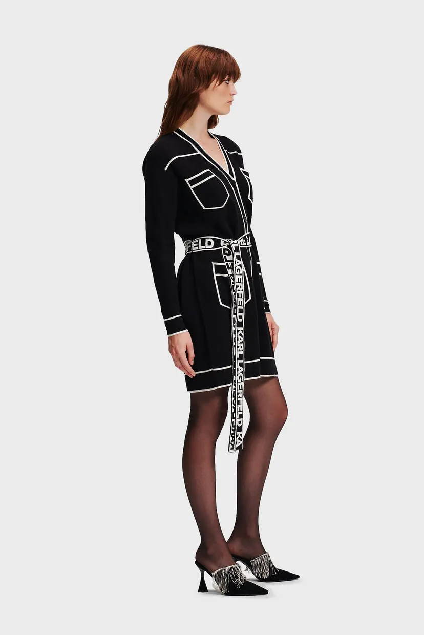 Жіночий чорний кардиган BRANDED BELTED CARDIGAN 3